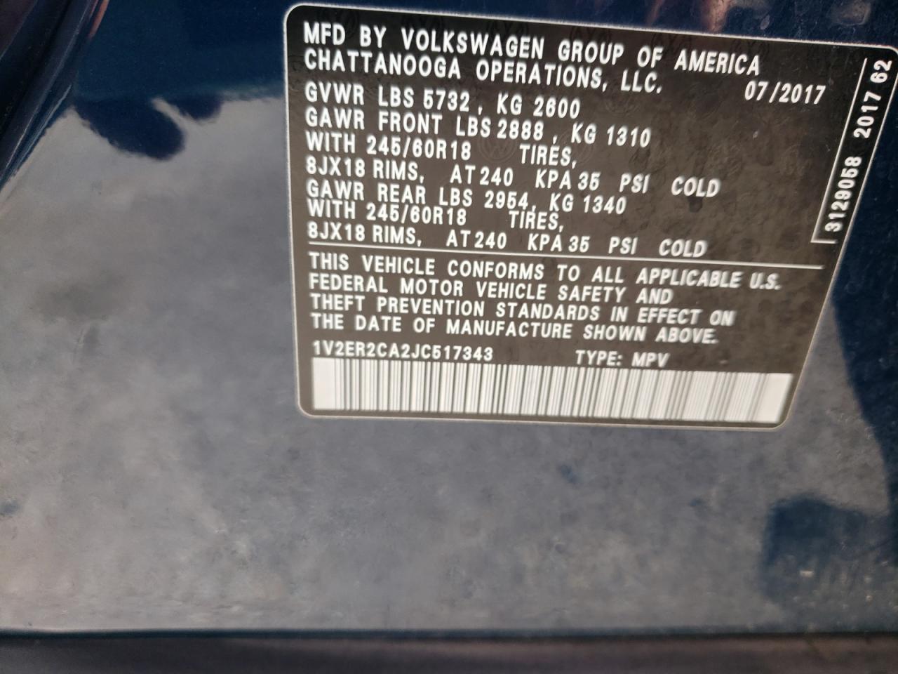 2018 Volkswagen Atlas Sel vin: 1V2ER2CA2JC517343