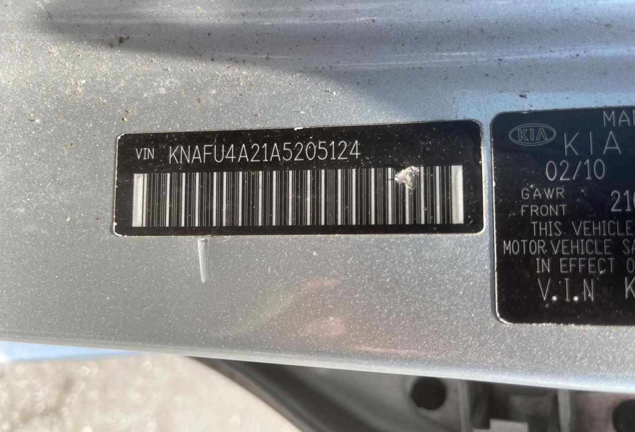 KNAFU4A21A5205124 2010 Kia Forte Ex