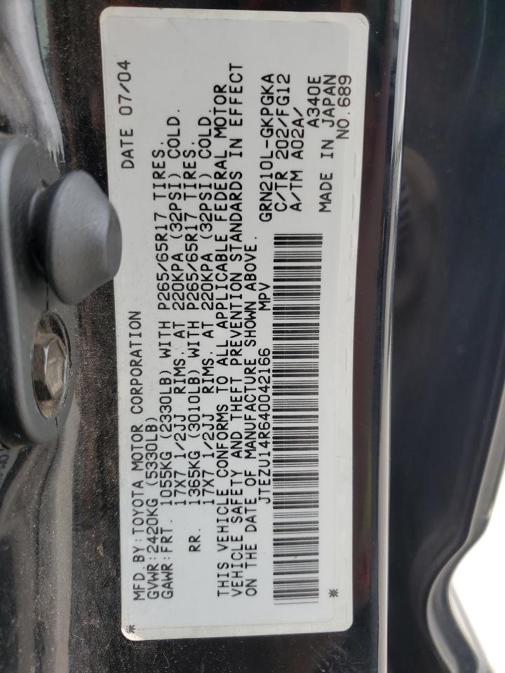 JTEZU14R640042166 2004 Toyota 4Runner Sr5
