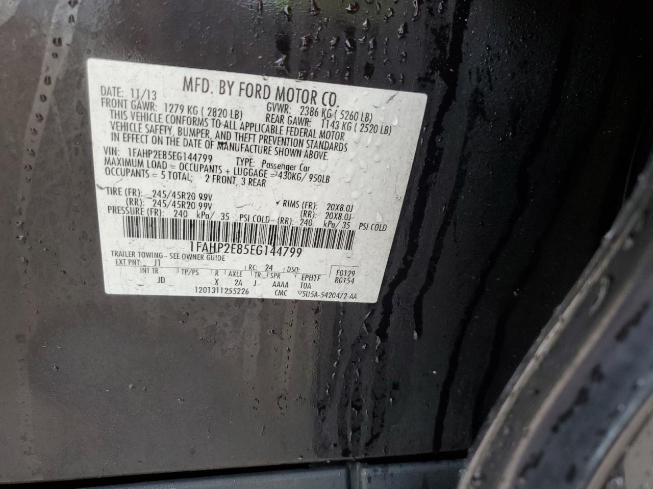 1FAHP2E85EG144799 2014 Ford Taurus Sel