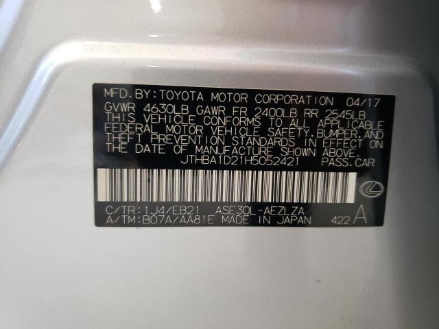 2017 Lexus Is 200T VIN: JTHBA1D21H5052421 Lot: 59642964