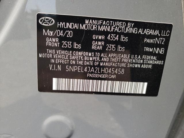2020 Hyundai Sonata Sel VIN: 5NPEL4JA2LH045458 Lot: 60136544