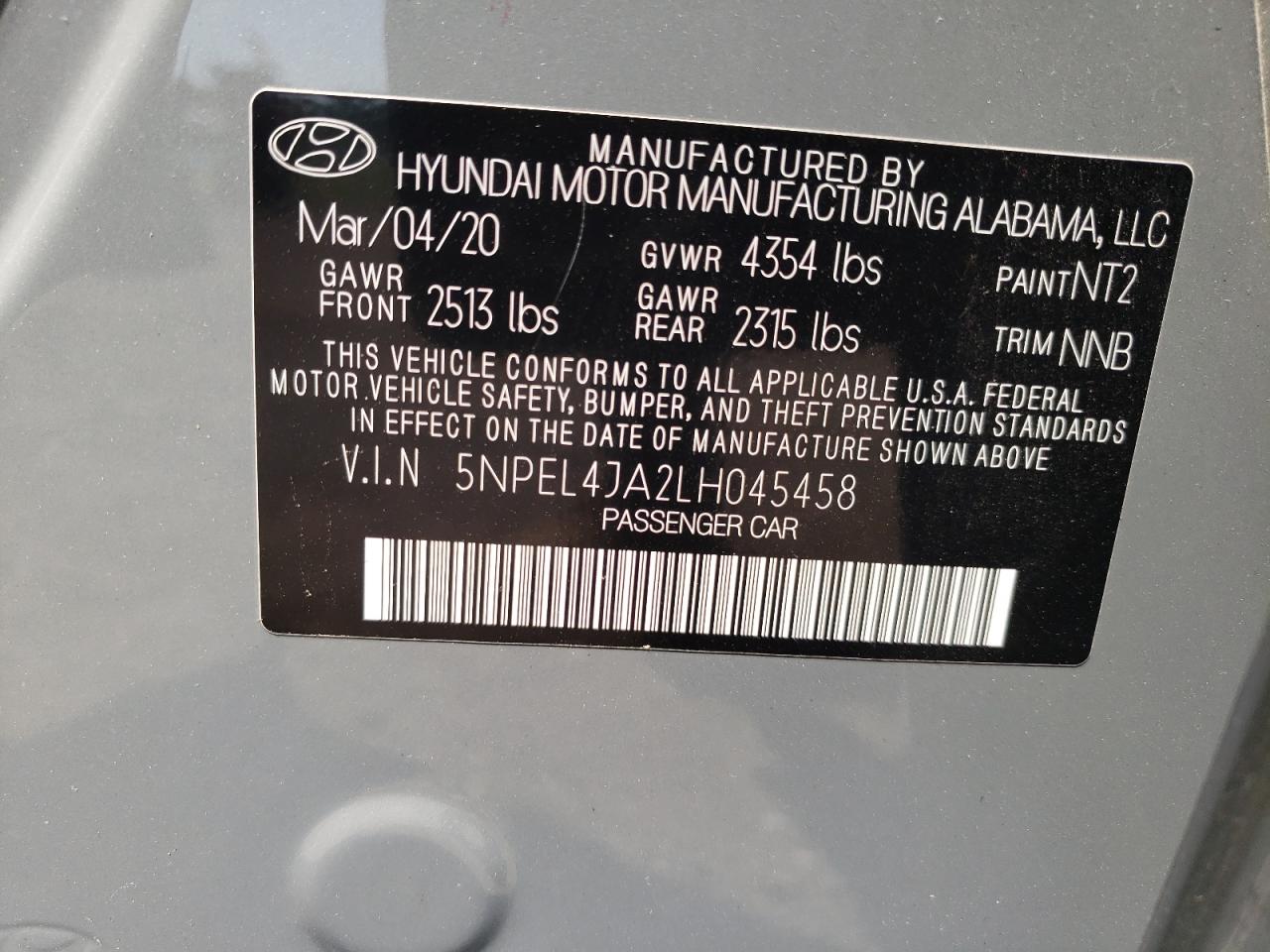 5NPEL4JA2LH045458 2020 Hyundai Sonata Sel