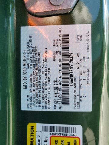 2022 Ford Mustang Gt VIN: 1FA6P8CF7N5120379 Lot: 57695124