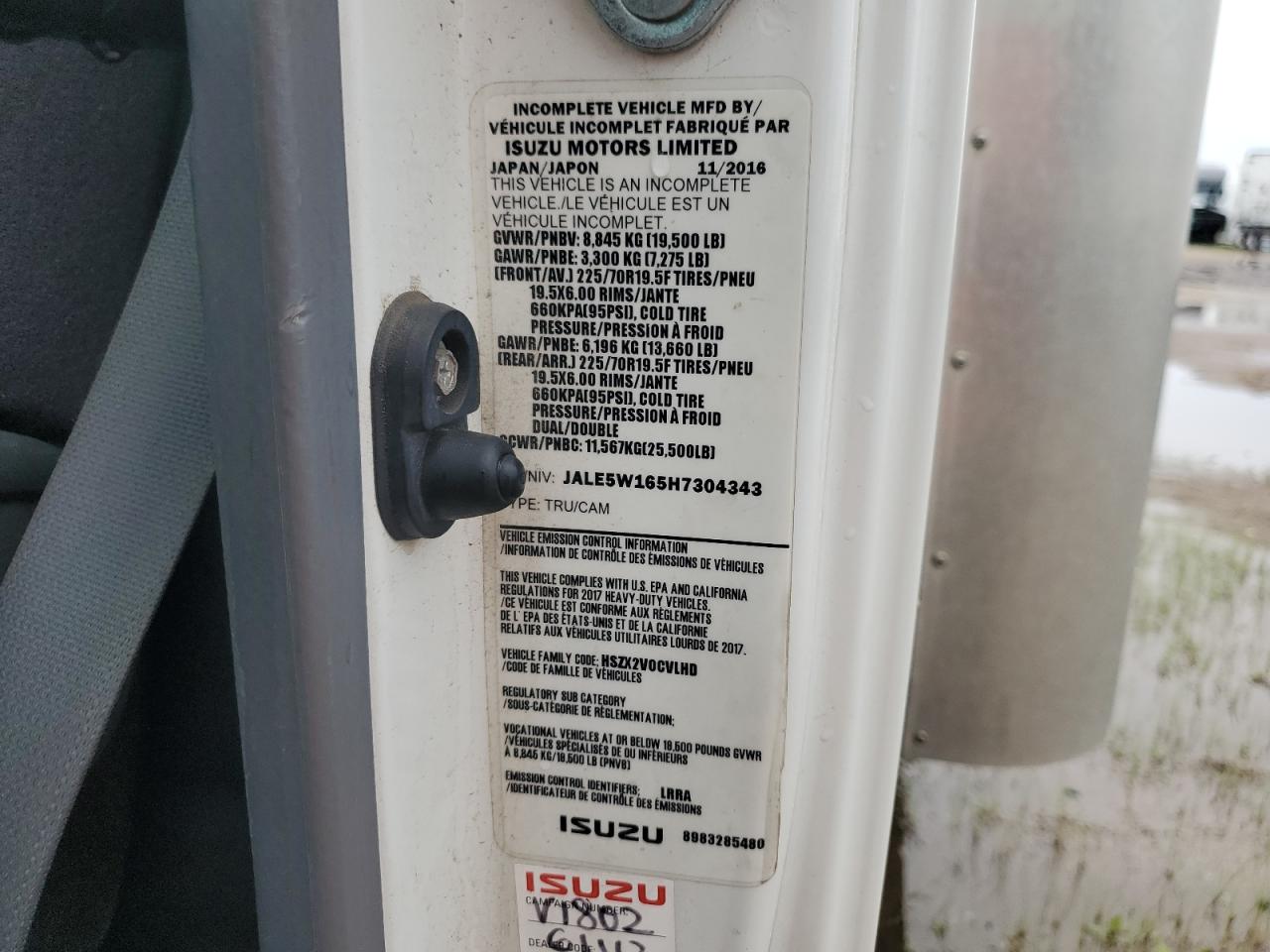 JALE5W165H7304343 2017 Isuzu Nrr