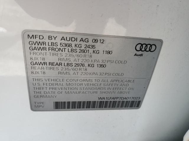 2013 Audi Q5 Premium Plus VIN: WA1LFAFP7DA017023 Lot: 60342504