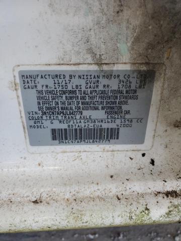 2018 Nissan Versa S VIN: 3N1CN7AP9JL842779 Lot: 58126294