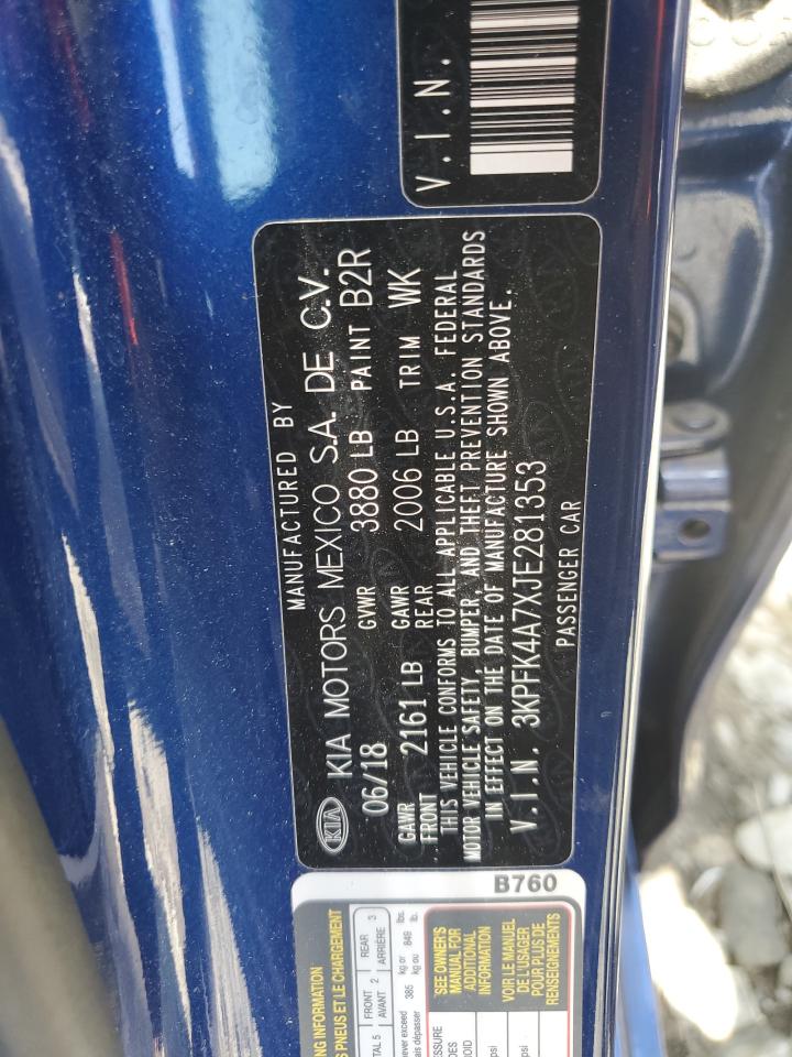 3KPFK4A7XJE281353 2018 Kia Forte Lx