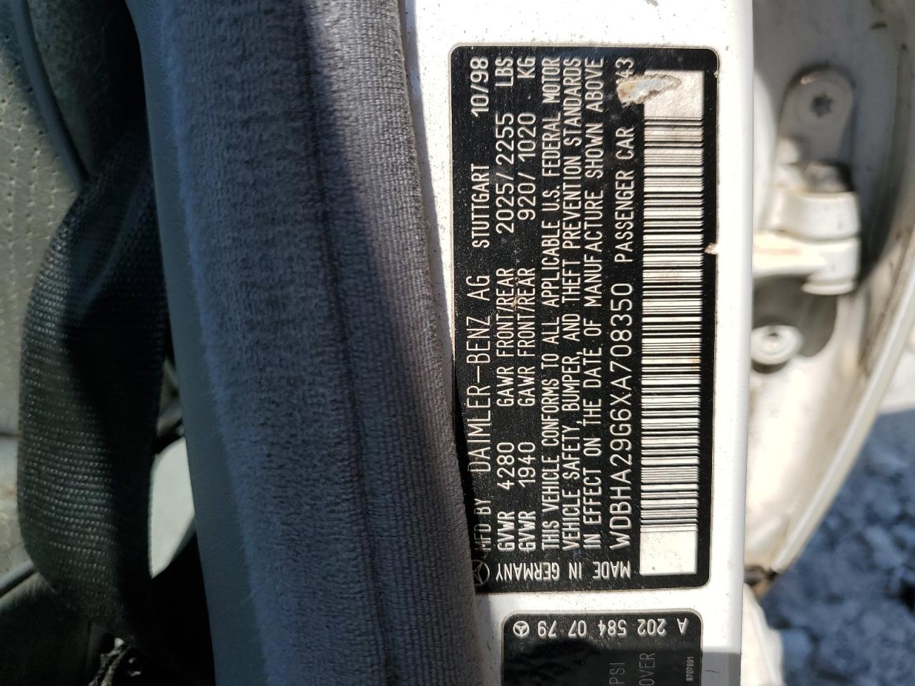 WDBHA29G6XA708350 1999 Mercedes-Benz C 280