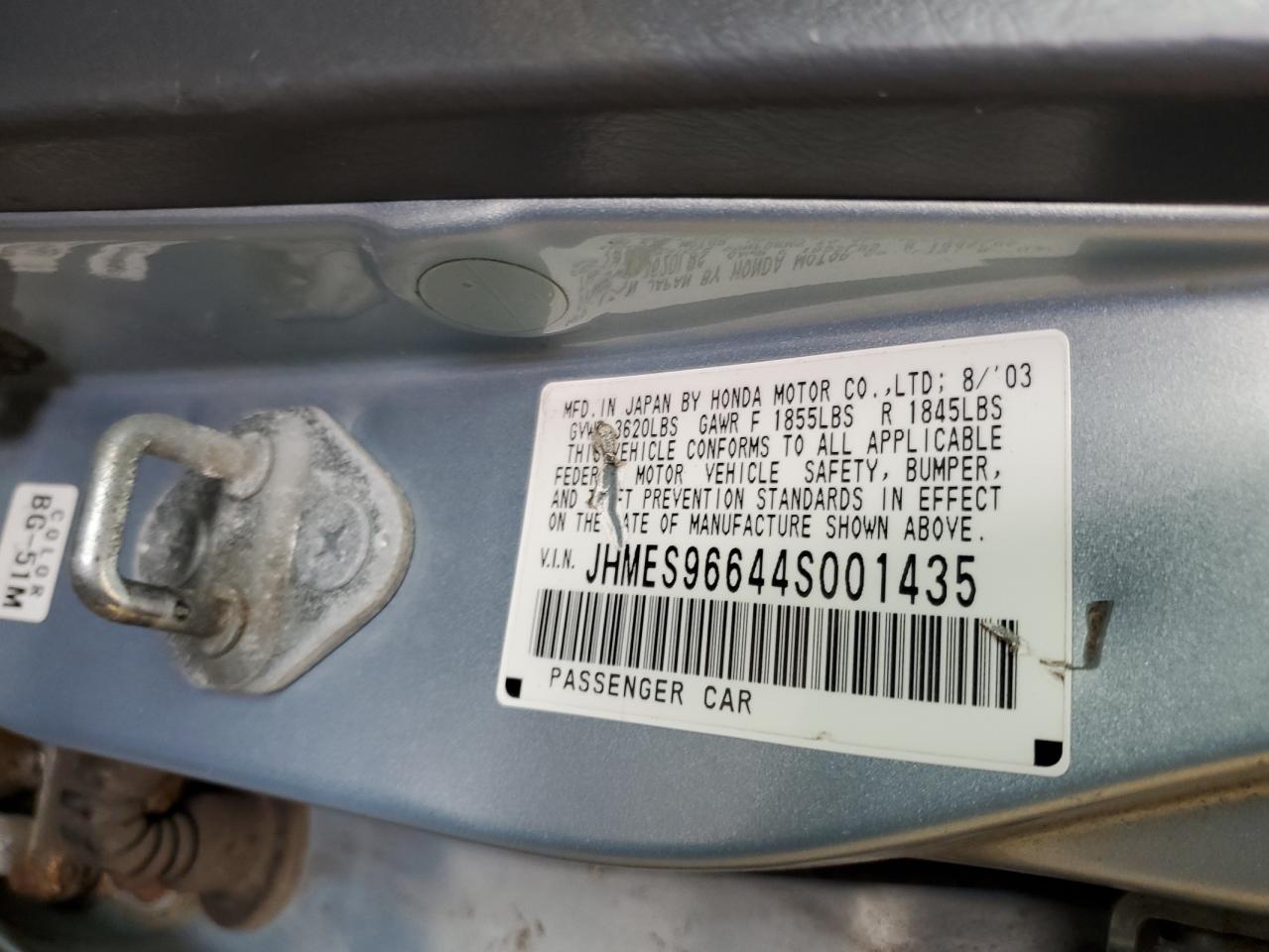 JHMES96644S001435 2004 Honda Civic Hybrid