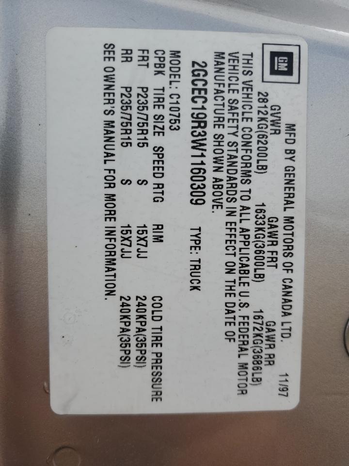 2GCEC19R3W1160309 1998 Chevrolet Gmt-400 C1500