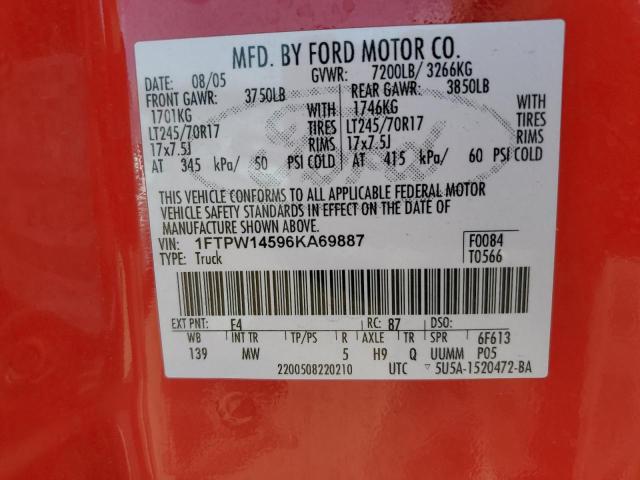 2006 Ford F150 Supercrew VIN: 1FTPW14596KA69887 Lot: 58986894