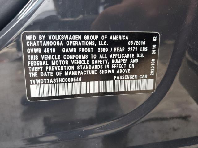 1VWDT7A37HC000546 2017 Volkswagen Passat R-Line