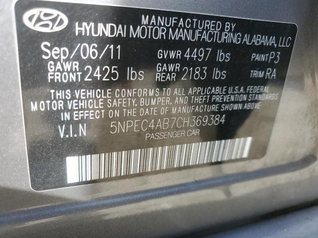 2012 Hyundai Sonata Se VIN: 5NPEC4AB7CH369384 Lot: 59921644