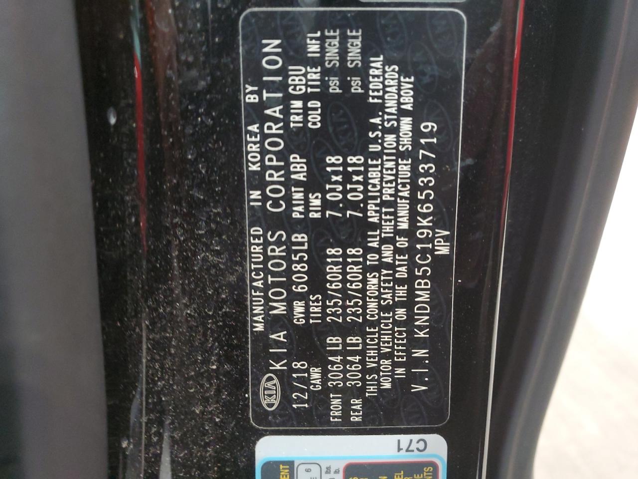 KNDMB5C19K6533719 2019 Kia Sedona Lx