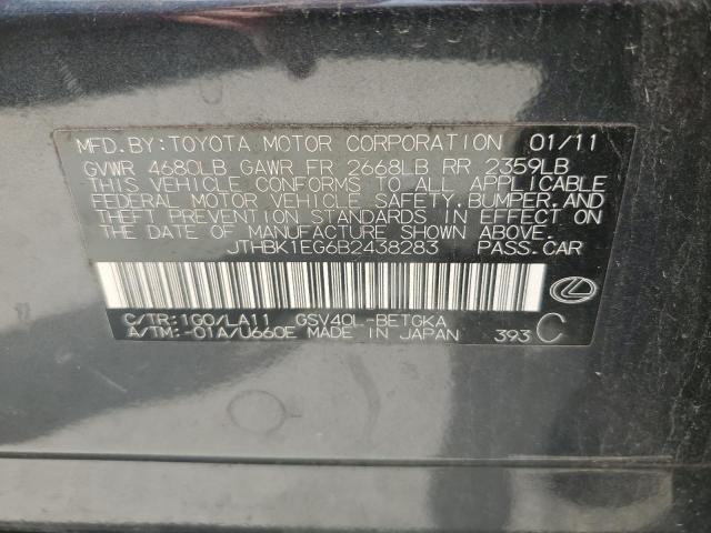 2011 Lexus Es 350 VIN: JTHBK1EG6B2438283 Lot: 56269124