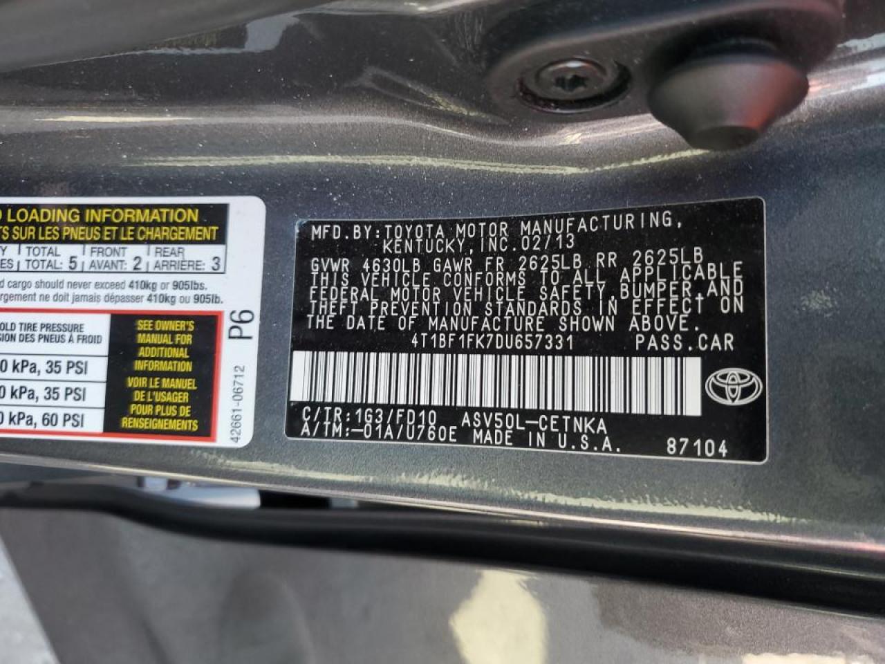 4T1BF1FK7DU657331 2013 Toyota Camry L