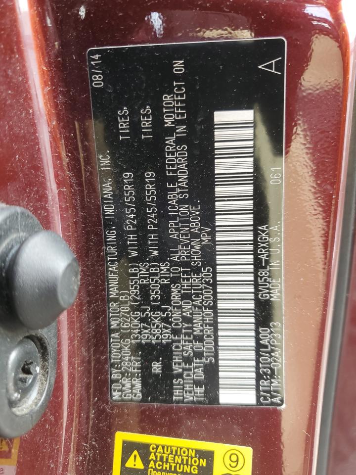 5TDDCRFH0FS007305 2015 Toyota Highlander Hybrid Limited