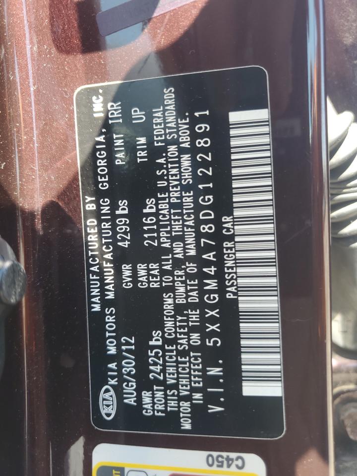 5XXGM4A78DG122891 2013 Kia Optima Lx