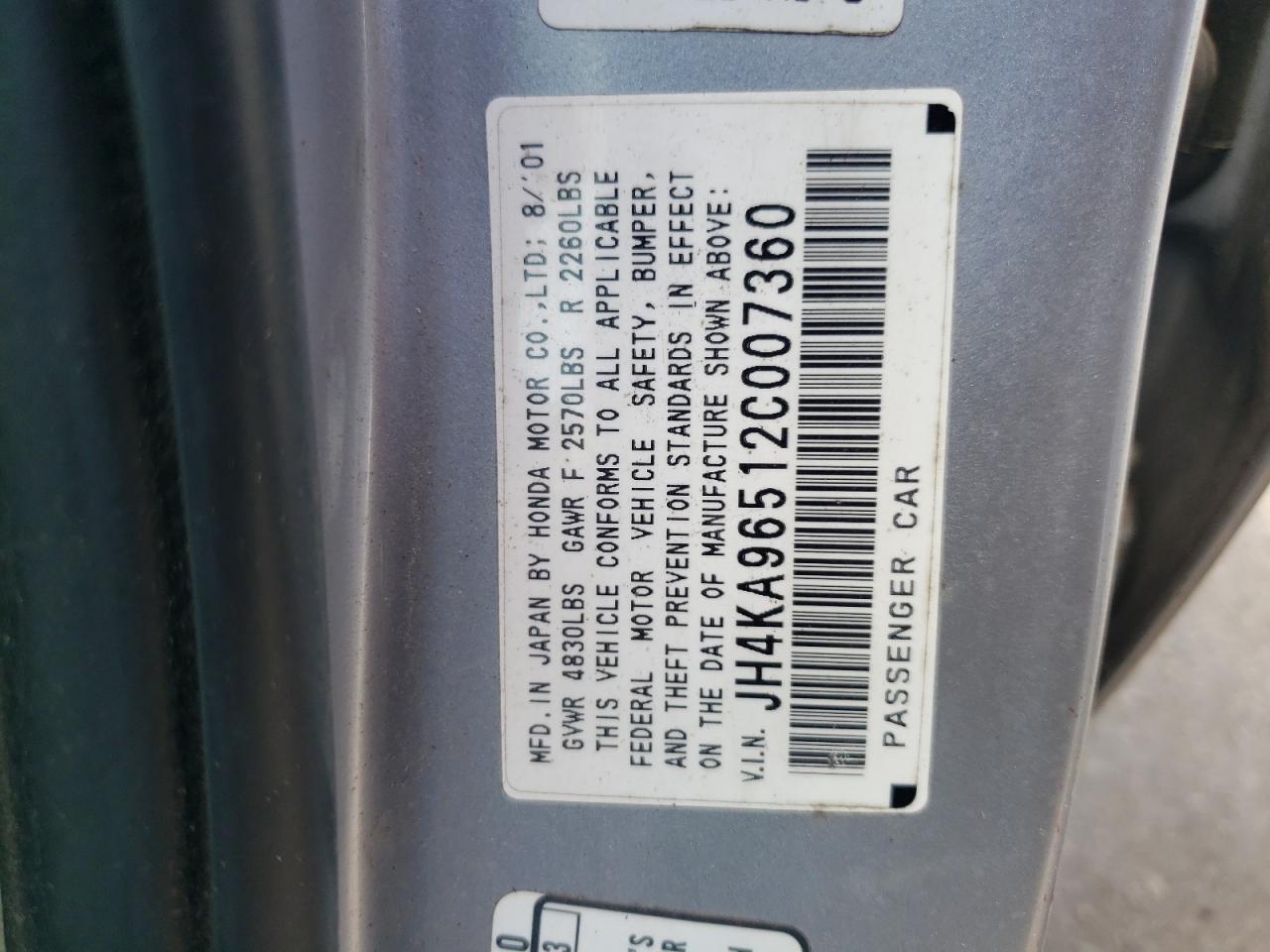 JH4KA96512C007360 2002 Acura 3.5Rl