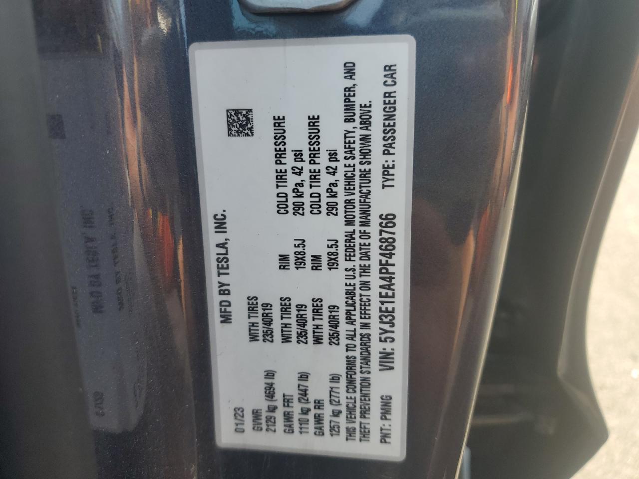 5YJ3E1EA4PF468766 2023 Tesla Model 3