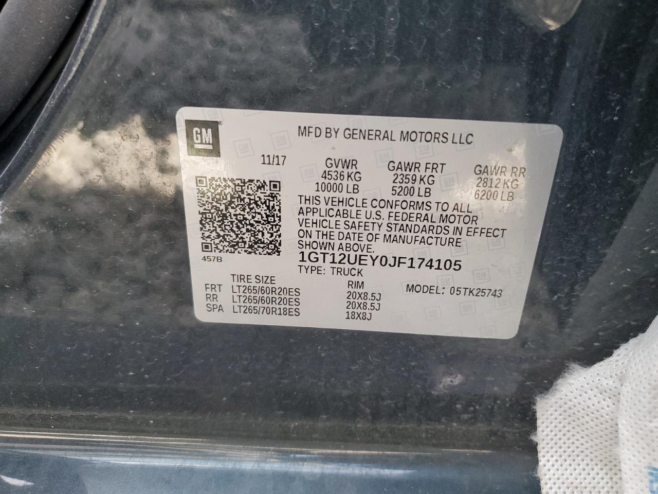 1GT12UEY0JF174105 2018 GMC Sierra K2500 Denali