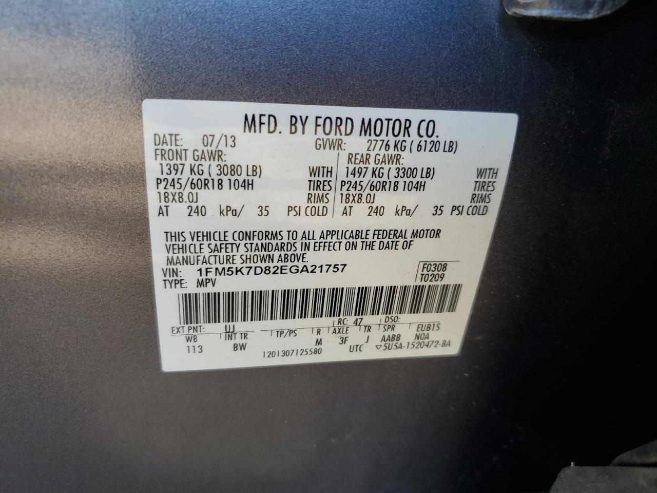 1FM5K7D82EGA21757 2014 Ford Explorer Xlt