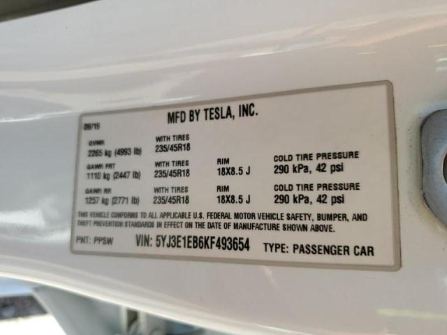 5YJ3E1EB6KF493654 2019 Tesla Model 3