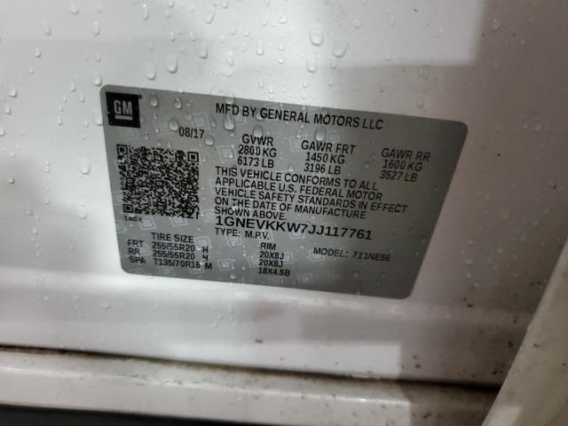 2018 Chevrolet Traverse High Country VIN: 1GNEVKKW7JJ117761 Lot: 60142204