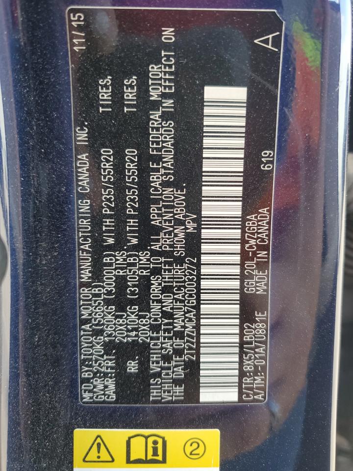 2T2ZZMCA7GC003272 2016 Lexus Rx 350