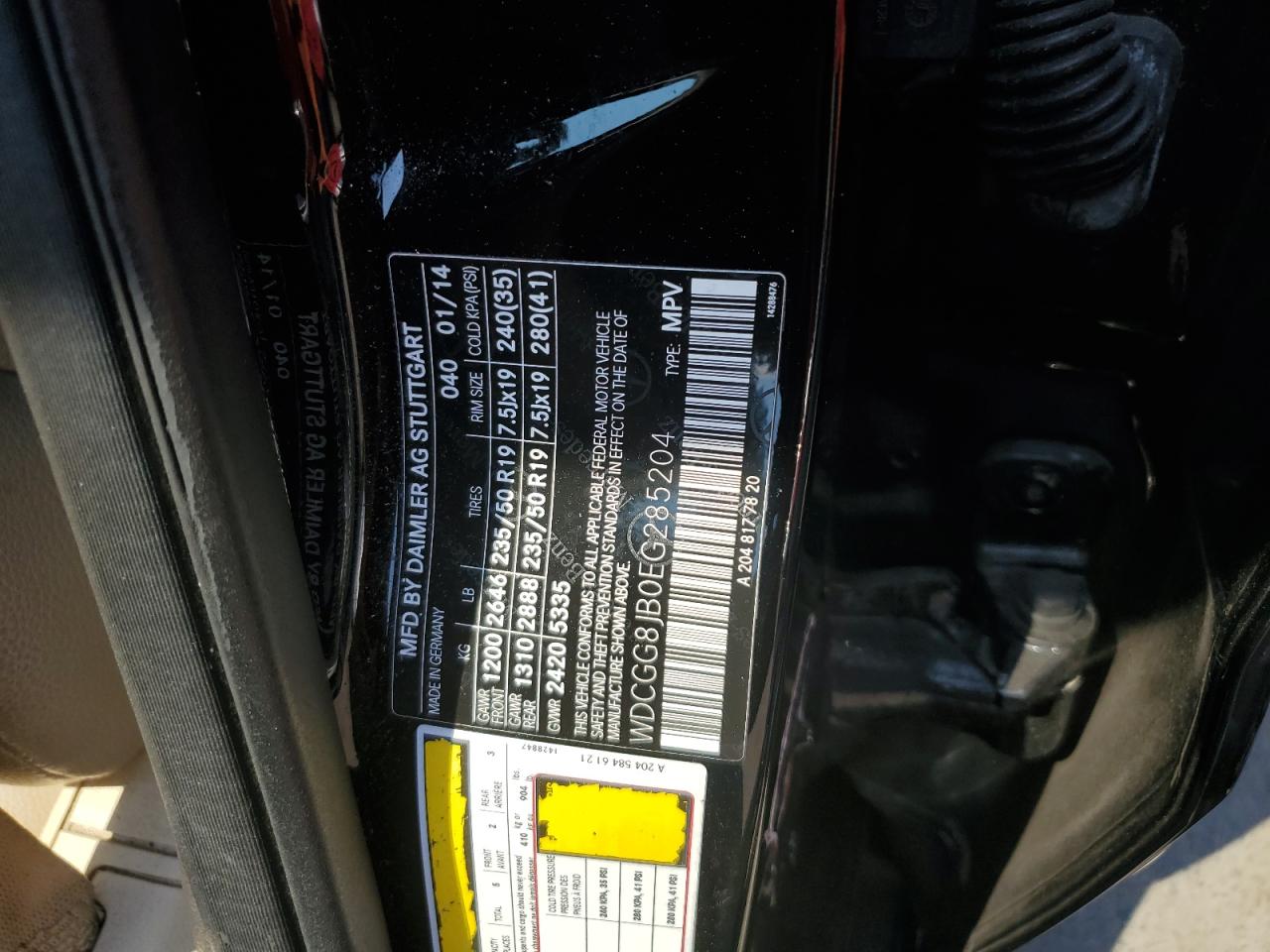 WDCGG8JB0EG285204 2014 Mercedes-Benz Glk 350 4Matic