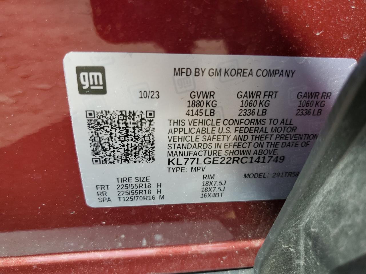 KL77LGE22RC141749 2024 Chevrolet Trax 1Rs