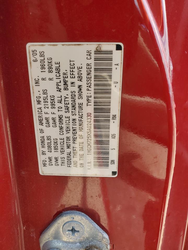 1HGCM725X5A024330 2005 Honda Accord Lx