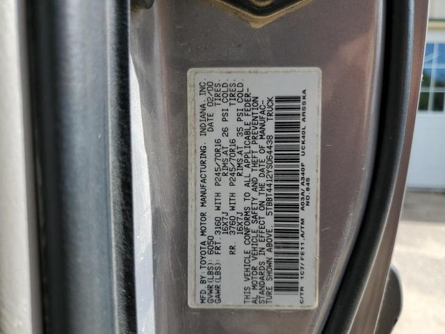 2000 Toyota Tundra Access Cab VIN: 5TBBT4412YS064438 Lot: 57655614