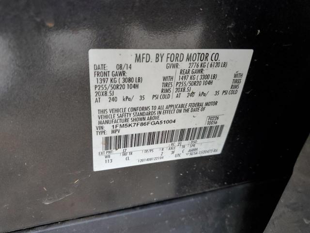 2015 Ford Explorer Limited VIN: 1FM5K7F86FGA51004 Lot: 57934274