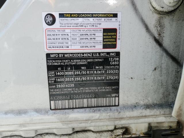 2009 Mercedes-Benz Ml 350 VIN: 4JGBB86E79A499449 Lot: 58915924