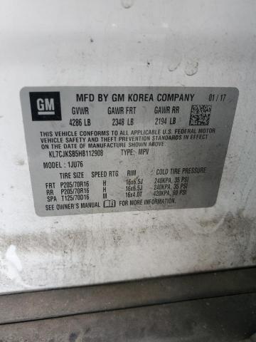 2017 Chevrolet Trax Ls VIN: KL7CJKSB5HB112908 Lot: 56379004