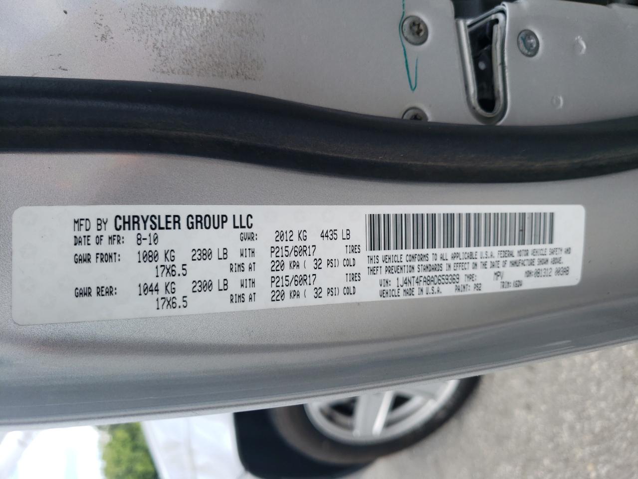 1J4NT4FA8AD659369 2010 Jeep Compass Sport