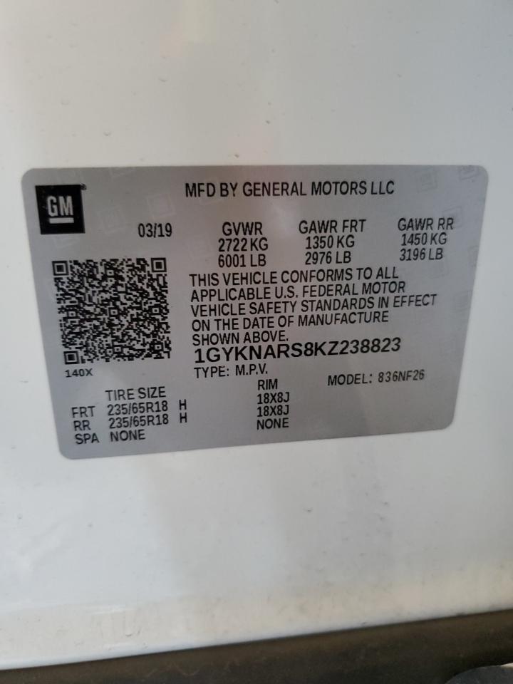 1GYKNARS8KZ238823 2019 Cadillac Xt5