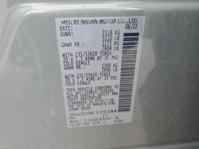 2022 Nissan Murano Sv VIN: 5N1AZ2BJ0NC129384 Lot: 58218784