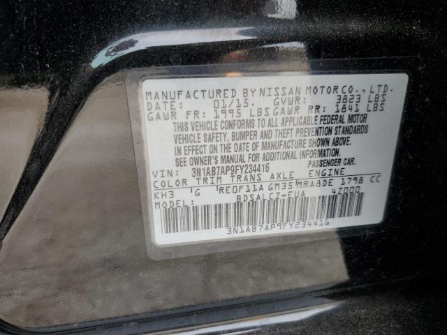 2015 Nissan Sentra S VIN: 3N1AB7AP9FY234416 Lot: 60477314