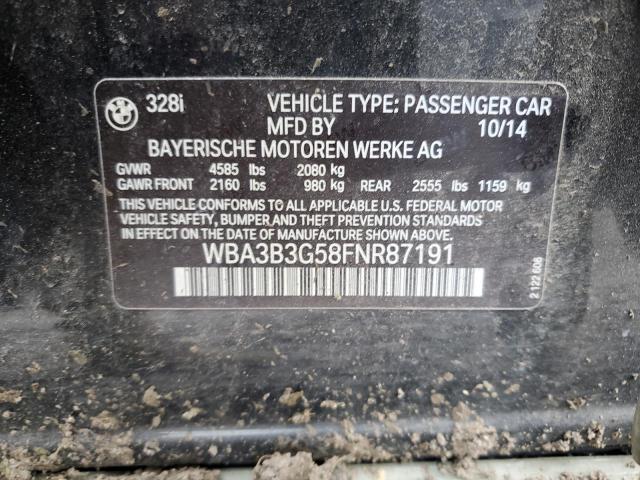2015 BMW 328 Xi VIN: WBA3B3G58FNR87191 Lot: 56653774