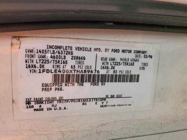 1996 Ford Econoline E450 Super Duty Cutaway Van Rv VIN: 1FDLE40GXTHA89676 Lot: 60664734