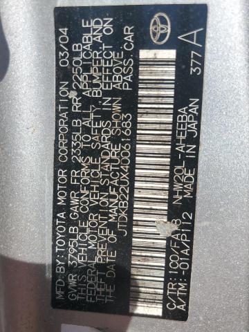 2004 Toyota Prius VIN: JTDKB22UX40061683 Lot: 56970104