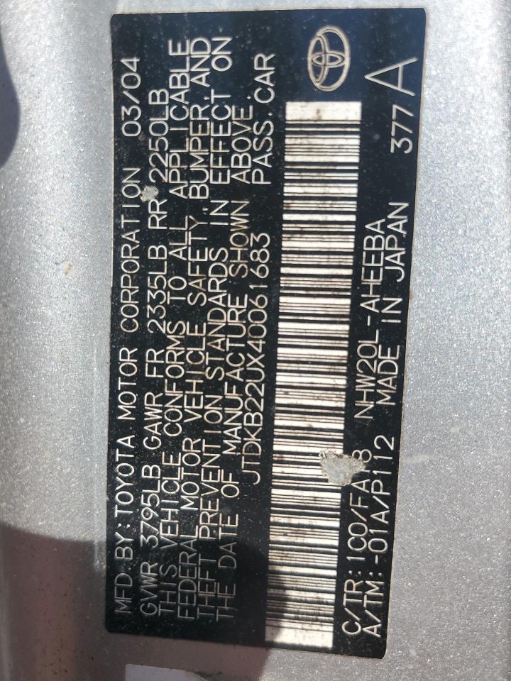 JTDKB22UX40061683 2004 Toyota Prius