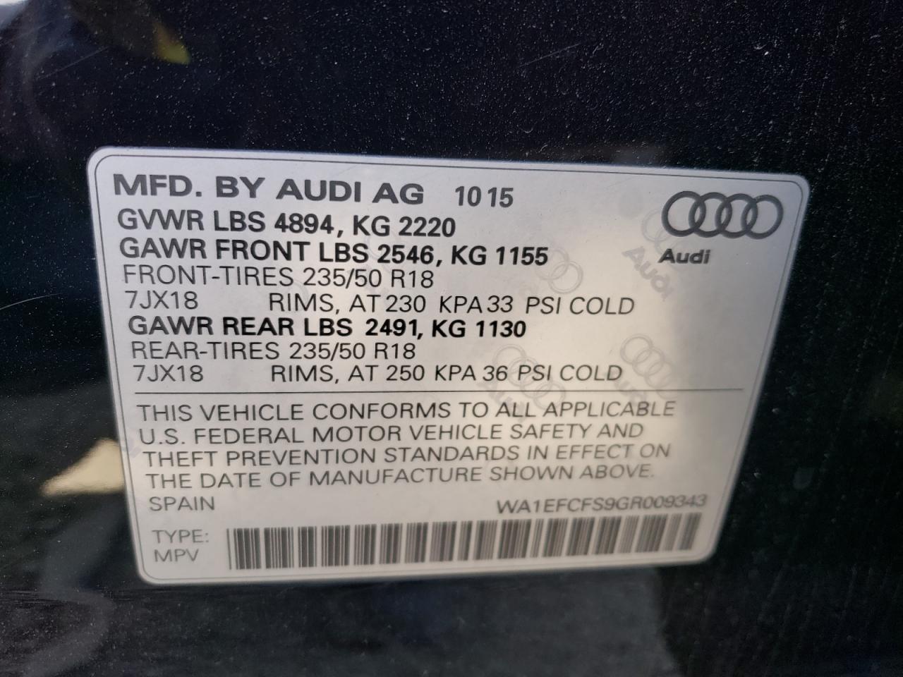 WA1EFCFS9GR009343 2016 Audi Q3 Premium Plus