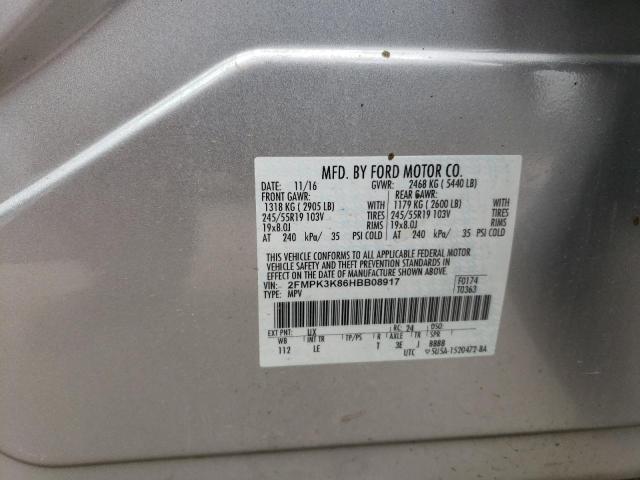 2017 Ford Edge Titanium VIN: 2FMPK3K86HBB08917 Lot: 59468344