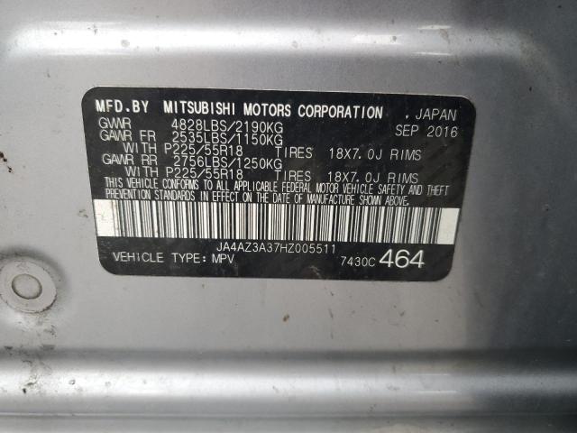 2017 Mitsubishi Outlander Se VIN: JA4AZ3A37HZ005511 Lot: 56121134