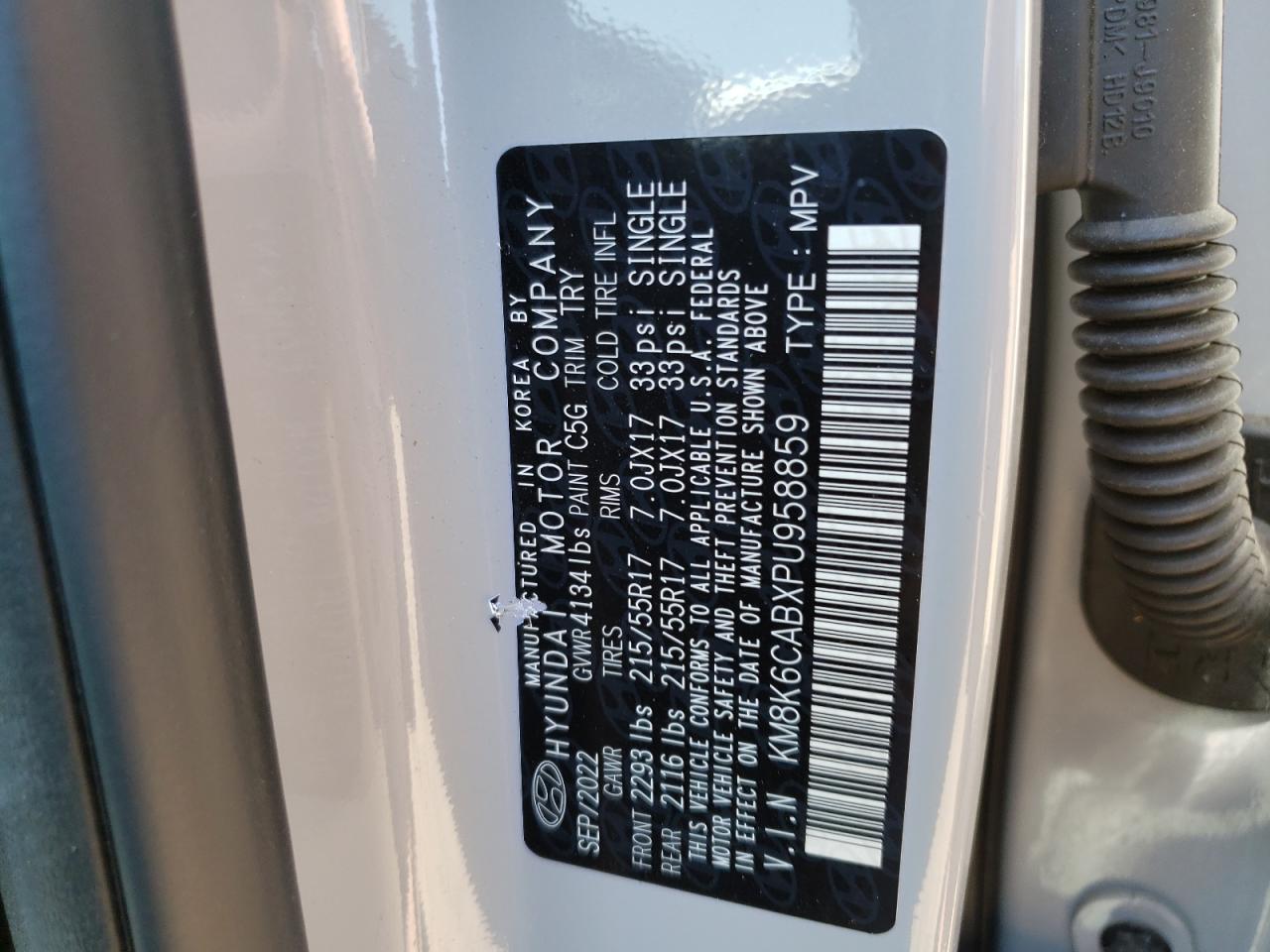 KM8K6CABXPU958859 2023 Hyundai Kona Sel