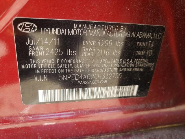 2012 Hyundai Sonata Gls VIN: 5NPEB4AC2CH332755 Lot: 59345474